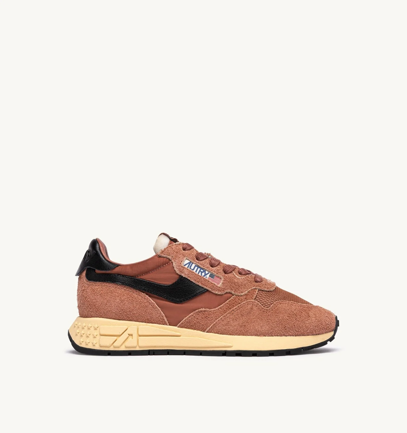 REELWIND LOW SNEAKERS IN MOCHA AND BLACK NYLON AND SUEDE - 1