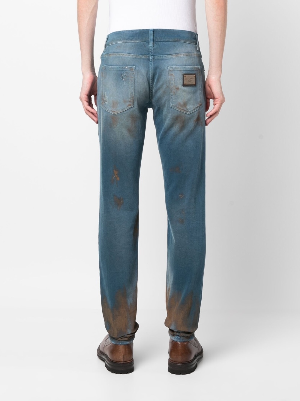 distressed straight-leg jeans - 4