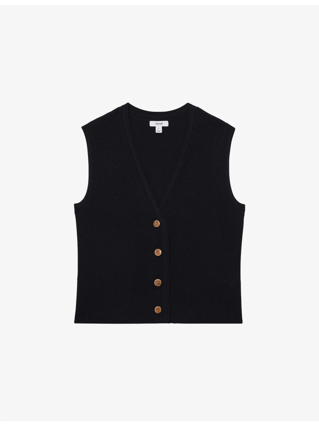 Ria Herringbone-Textured Knitted Waistcoat - 1