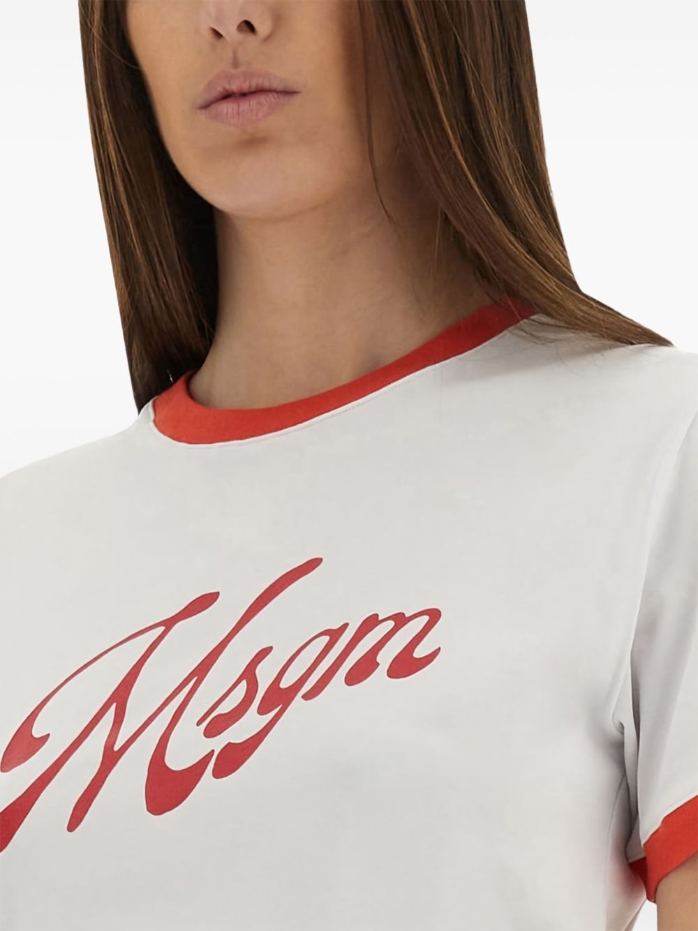 contrast-trim logo-print T-shirt - 4