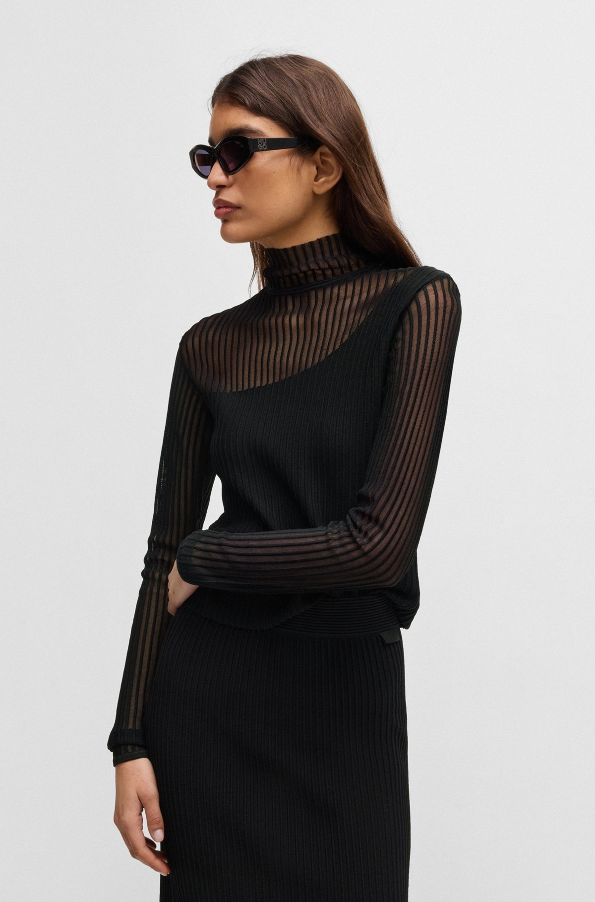 OTTOMAN-STRUCTURE TOP WITH SHEER AND OPAQUE DETAILS - 2