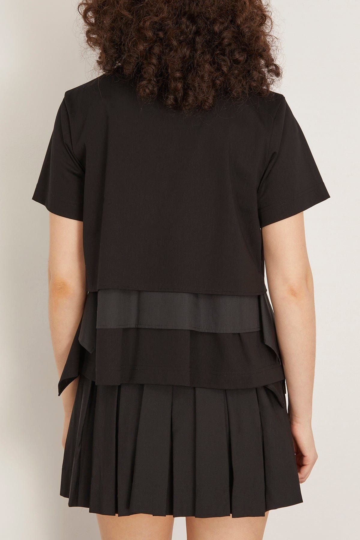 Poplin Cotton Jersey T-Shirt in Black - 4
