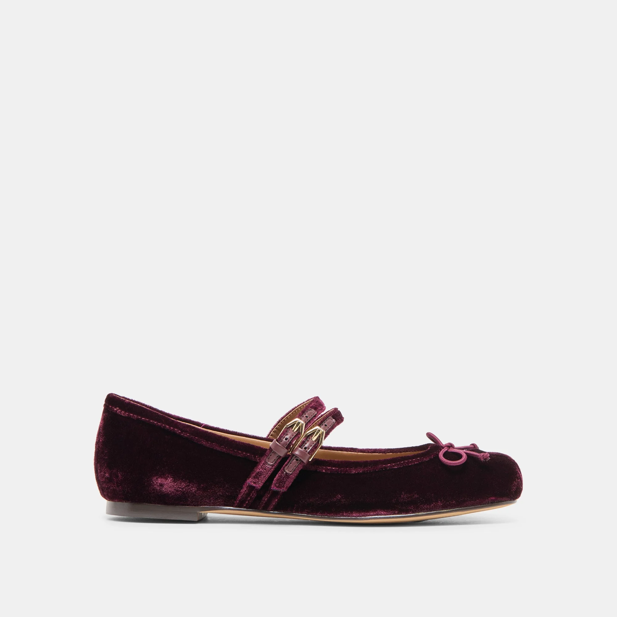 GIBSEN BALLET FLATS BURGUNDY VELVET - 1