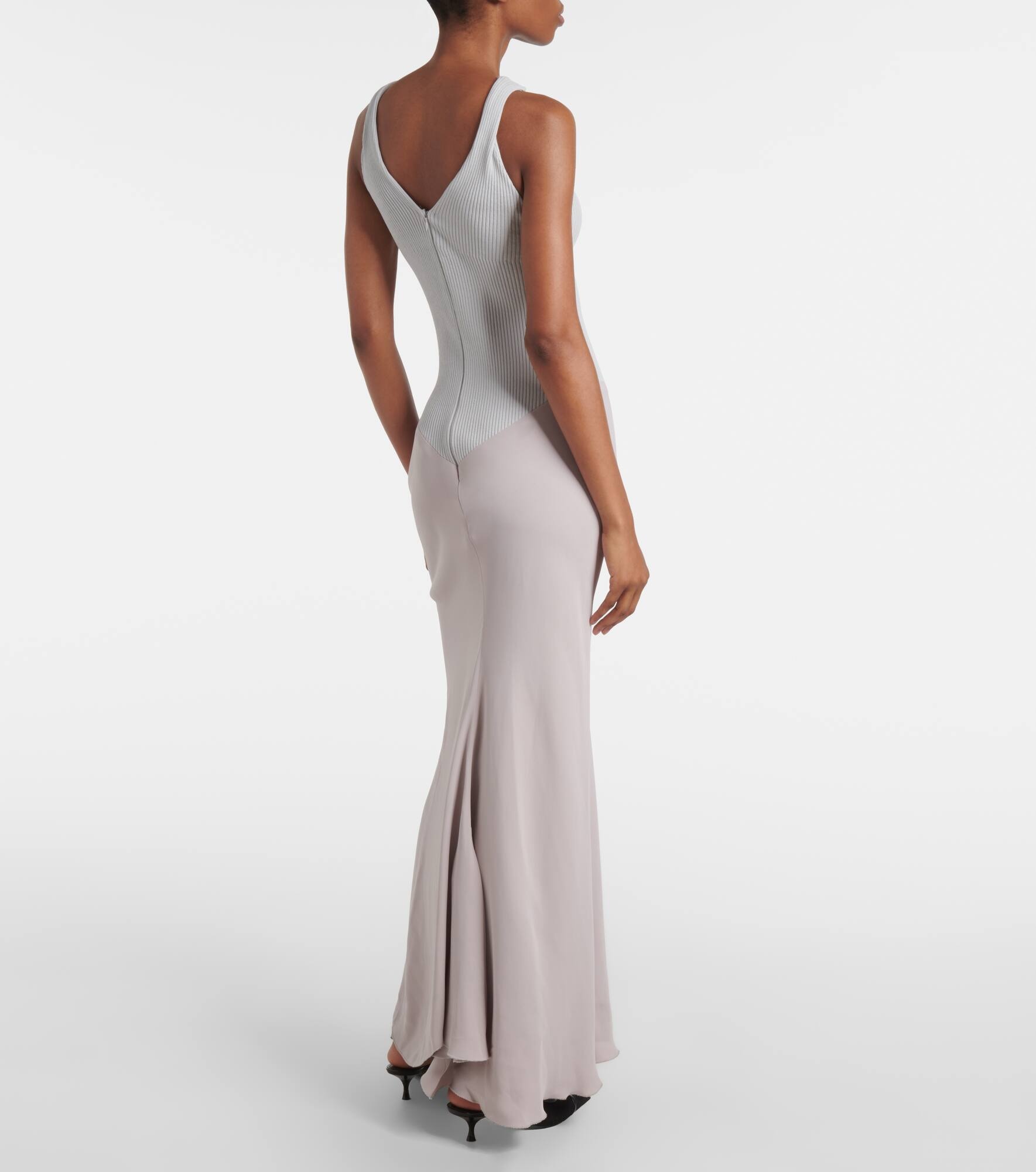 Knit-detail crêpe maxi dress - 3