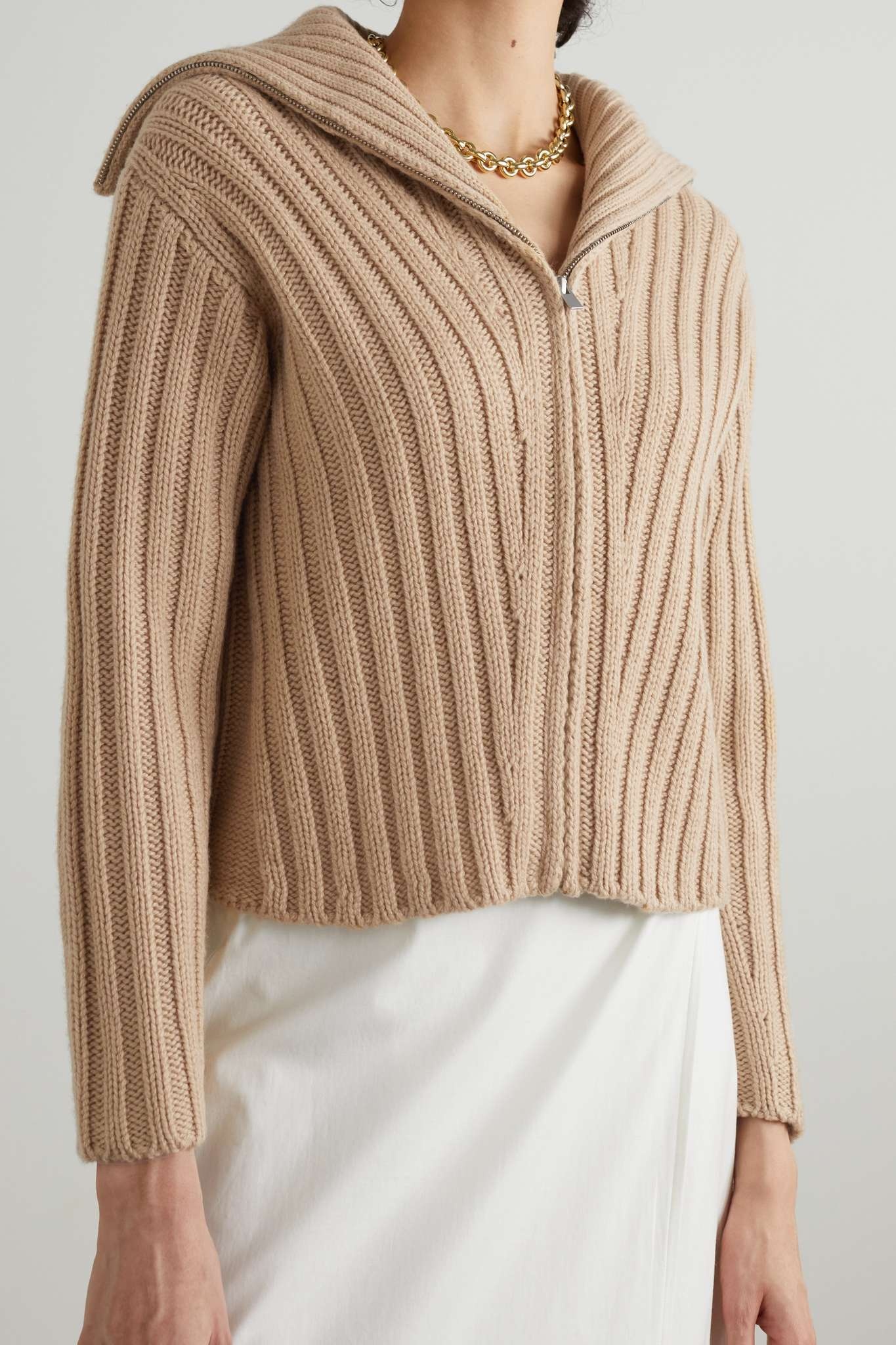 Ribbed wool and cashmere-blend cardigan - 3