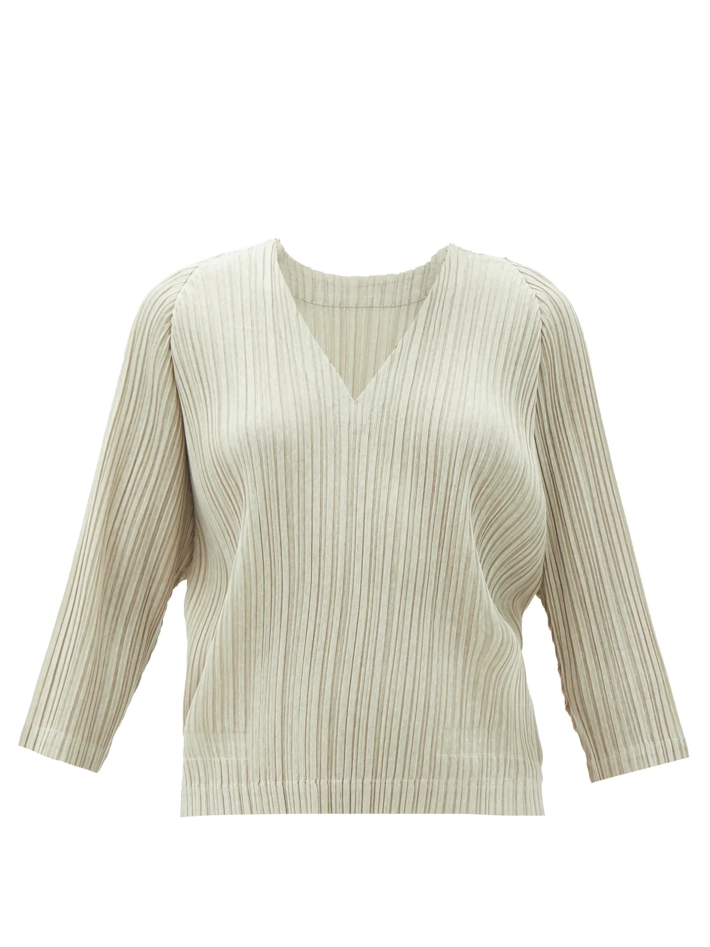 V-neck technical-pleated top - 1