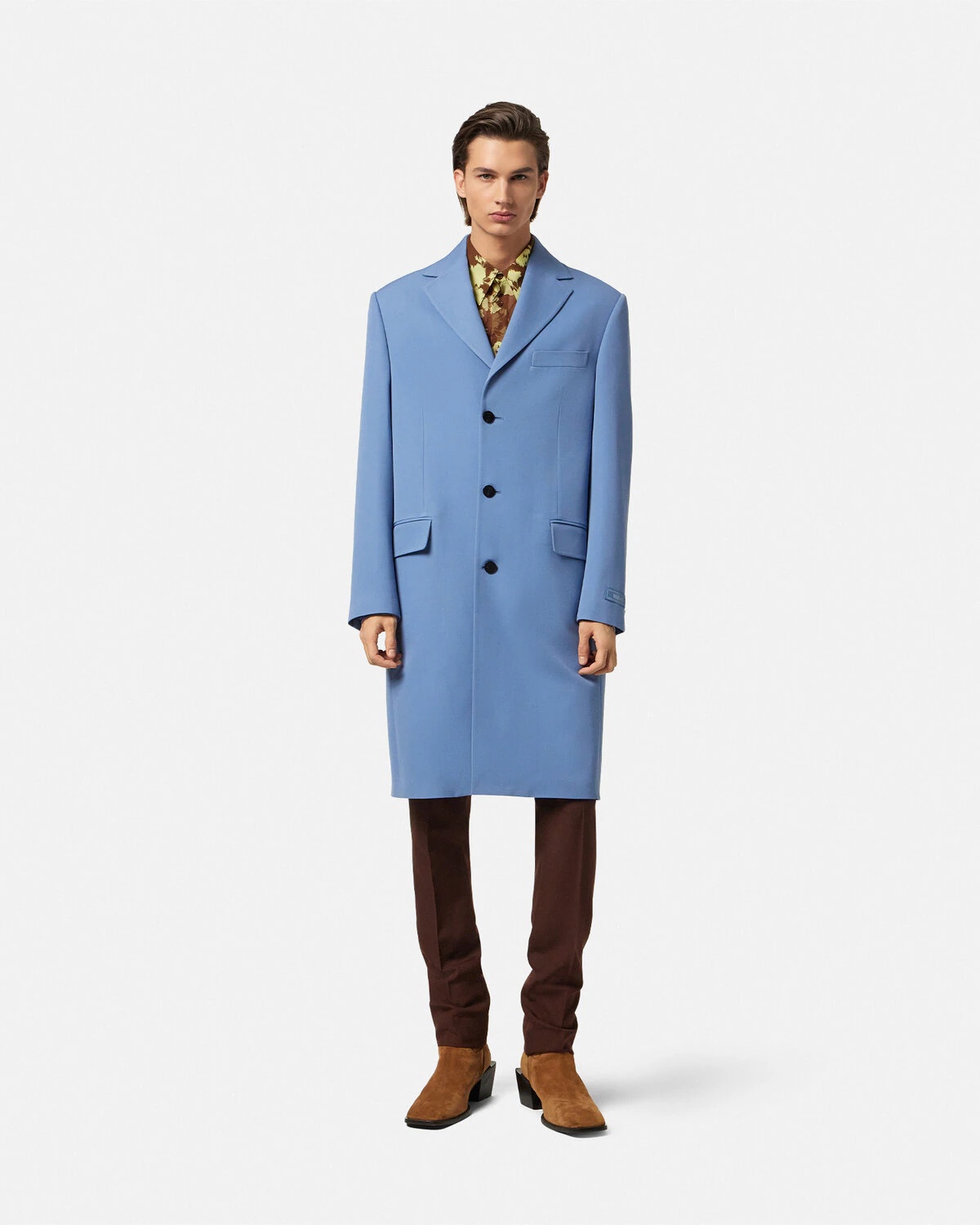 VERSACE Single-Breasted Wool Coat | REVERSIBLE