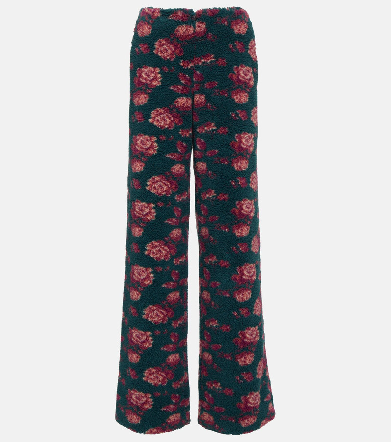 High-rise floral teddy straight pants - 1