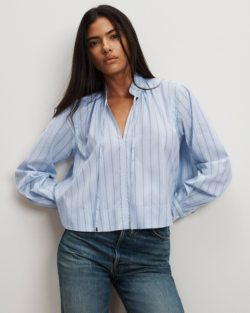 VERONICA BEARD KAITS STRIPED BLOUSE outlook