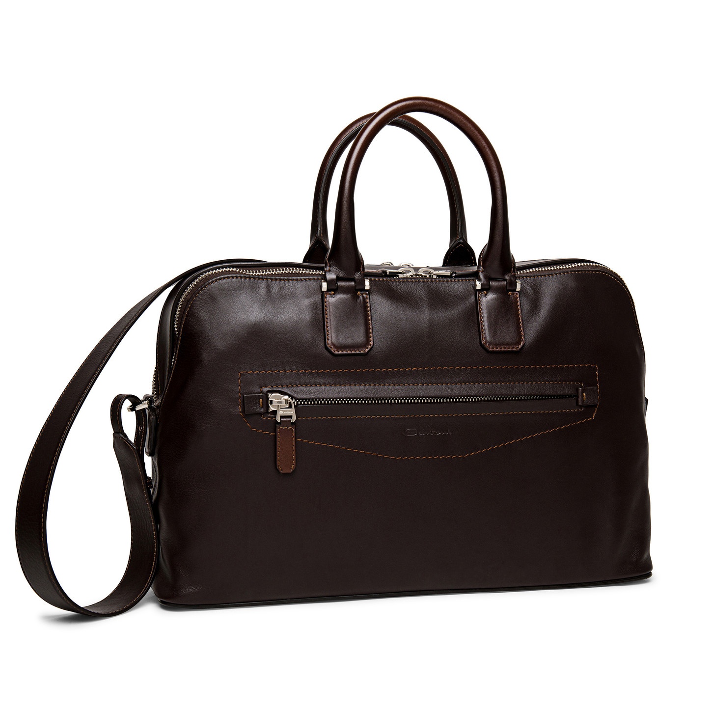 Brown leather laptop bag - 5