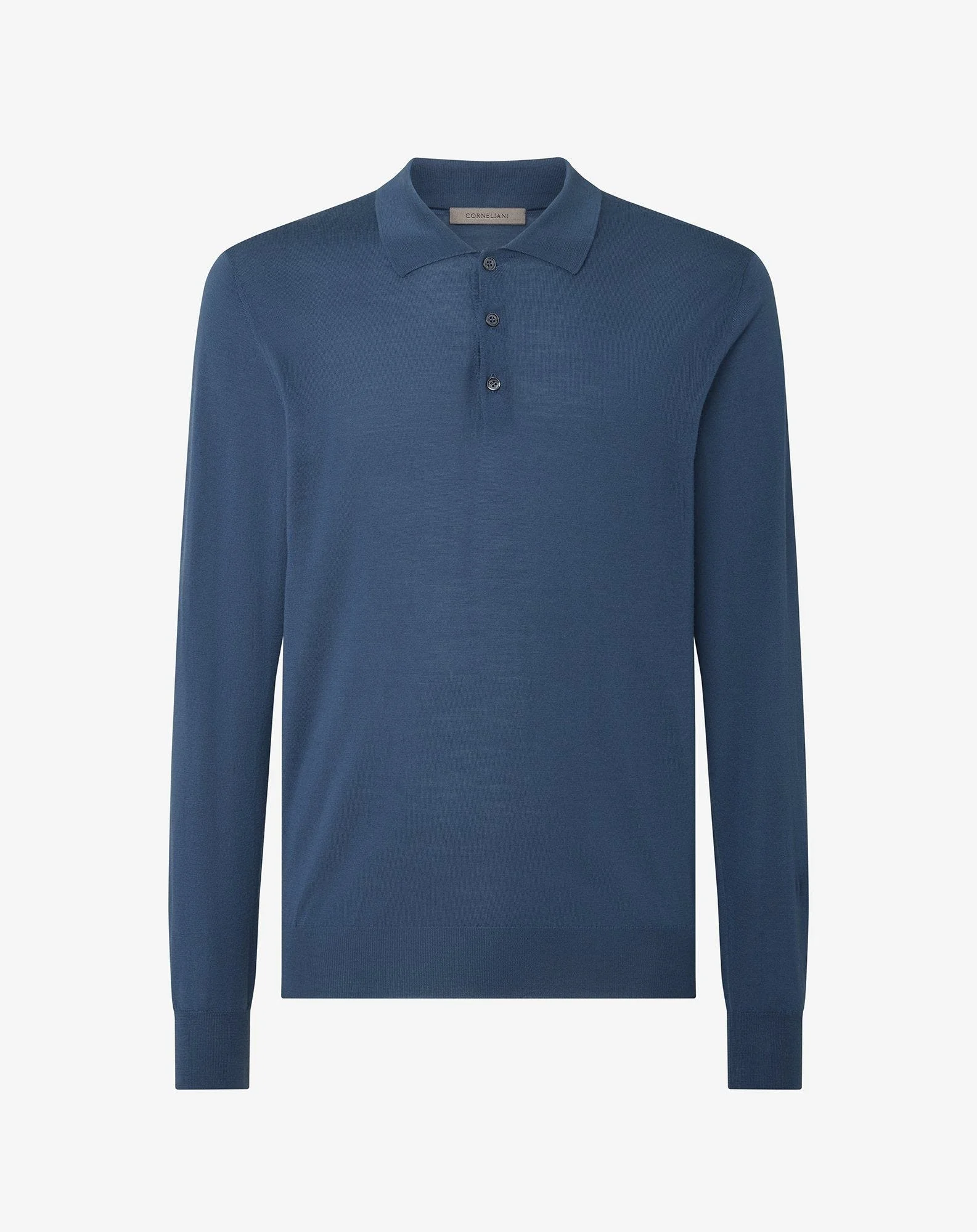 Octane blue ultra fine wool button-up polo - 1