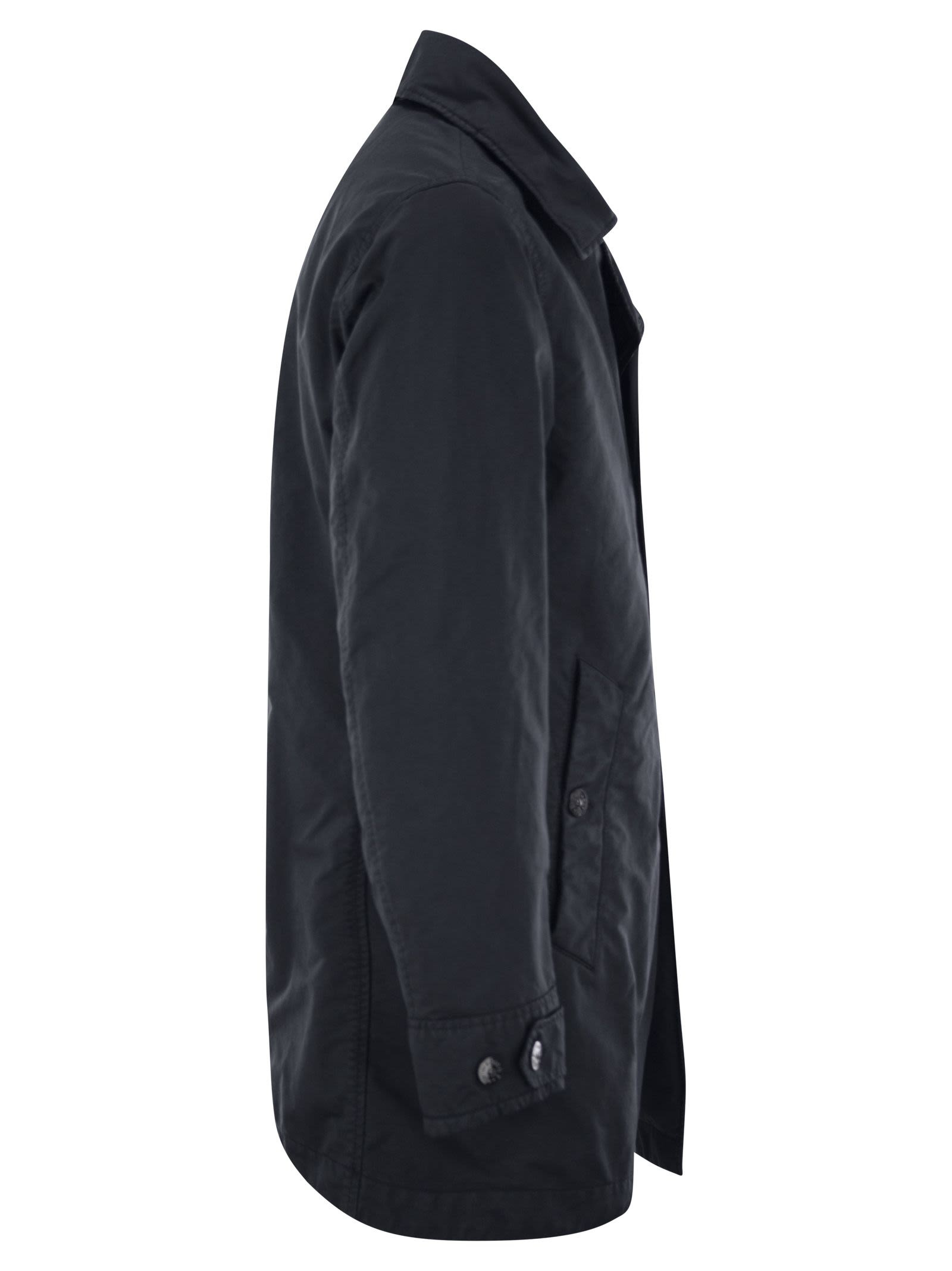 Stone Island Men Short Trench Coat With Anti-Drip Treatment - 3