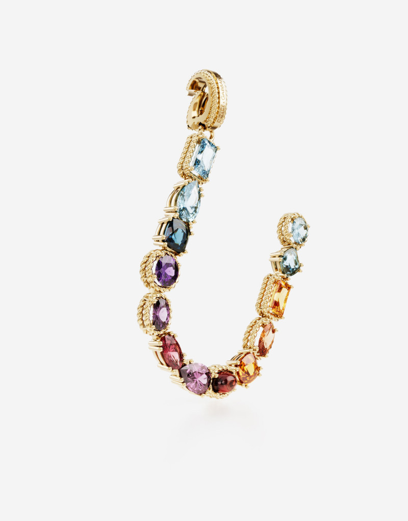 Dolce & Gabbana Charm U Lettering 18-carat yellow gold and multicolored gems outlook