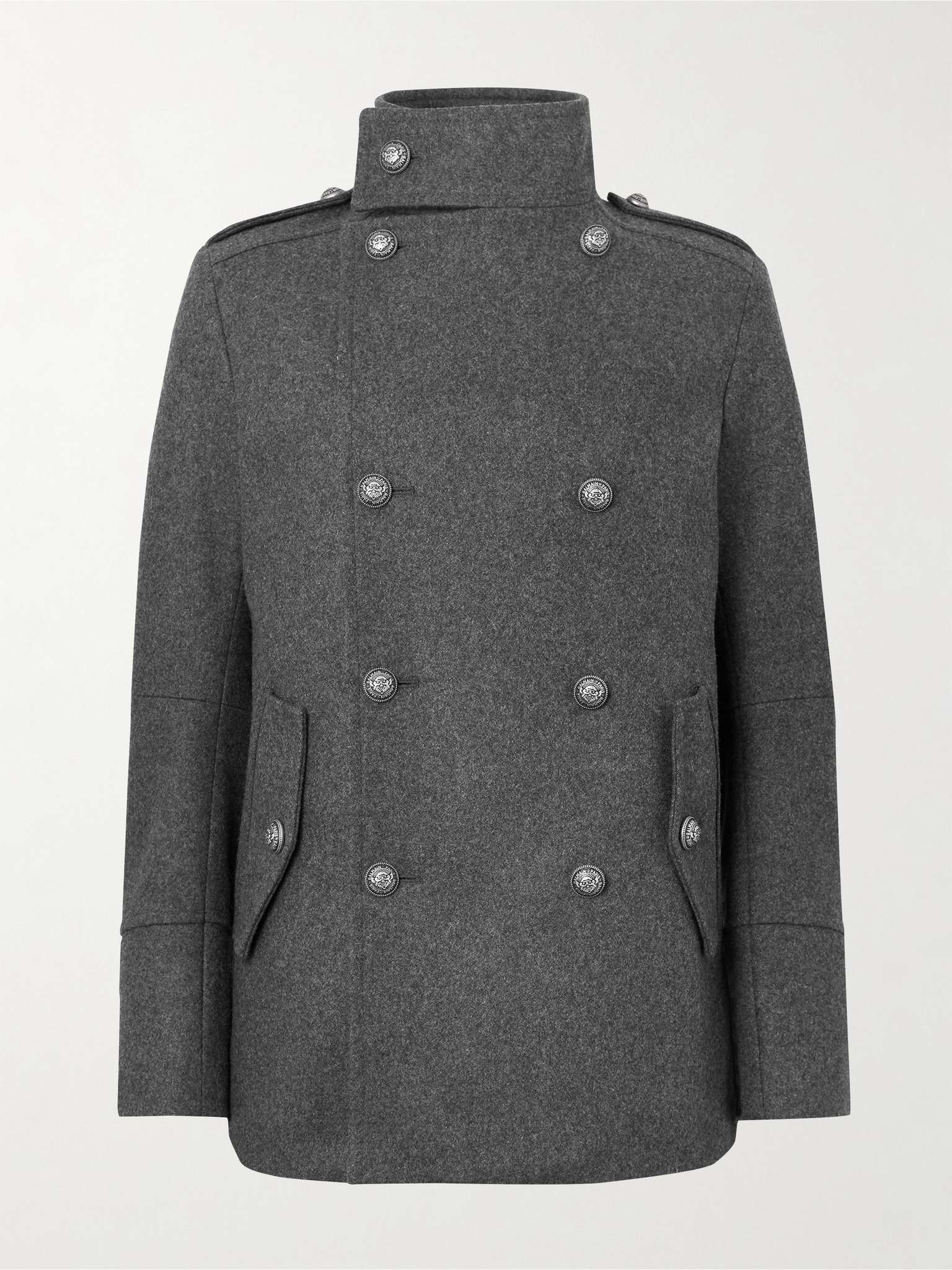 Double-Breasted Wool-Blend Peacoat - 1