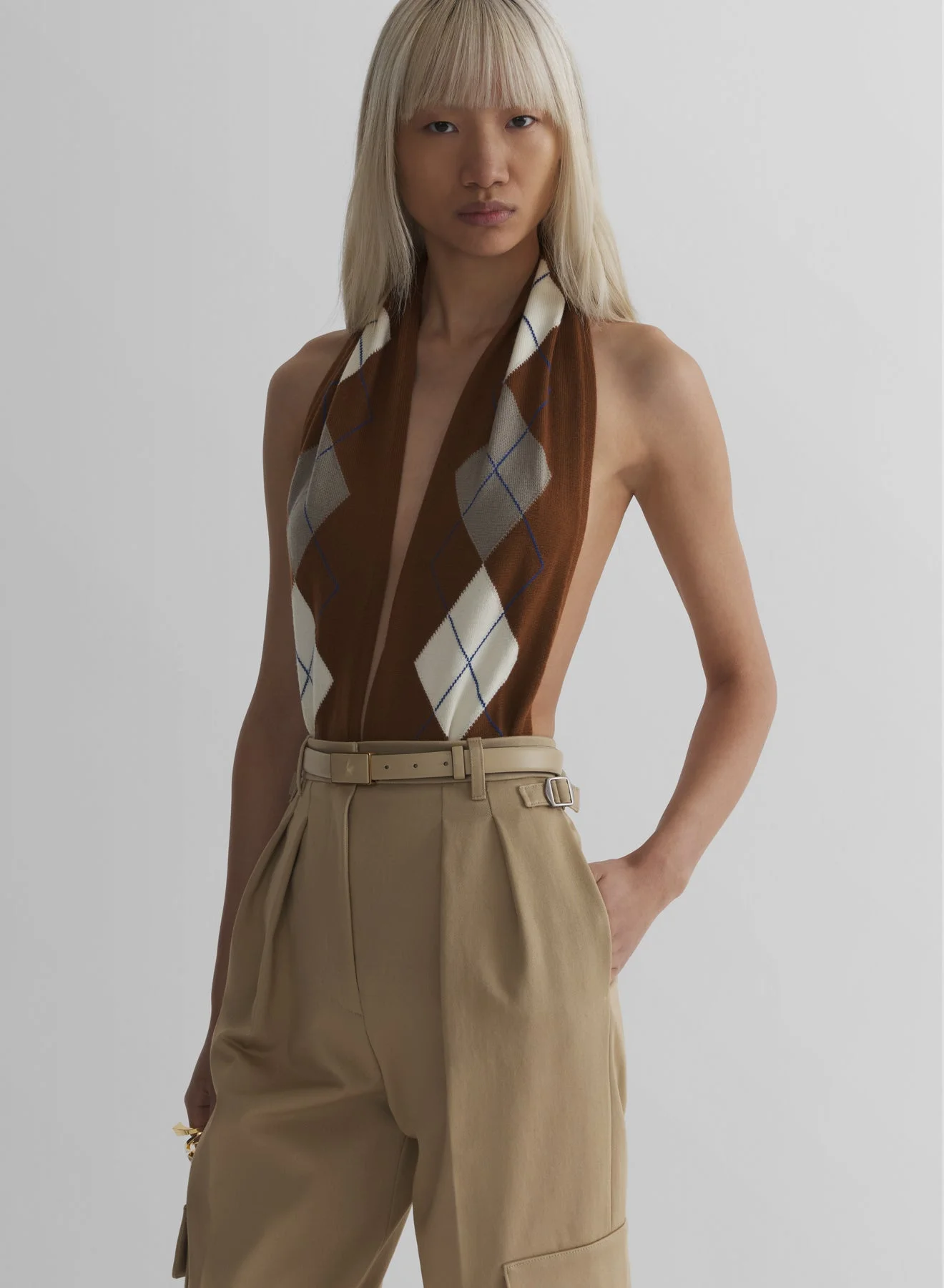 brown cashmere argile bodysuit - 1