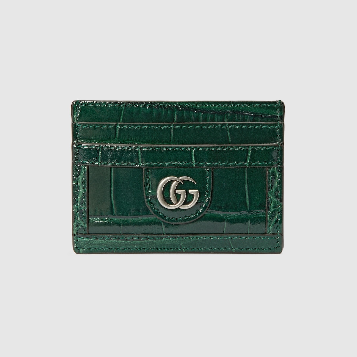 Crocodile card case with Double G - 1