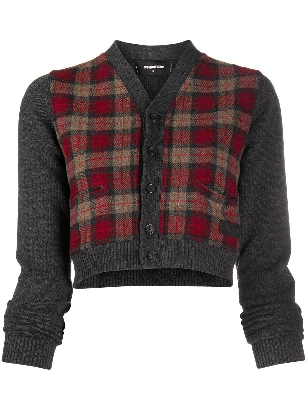 checked cropped cardigan - 1