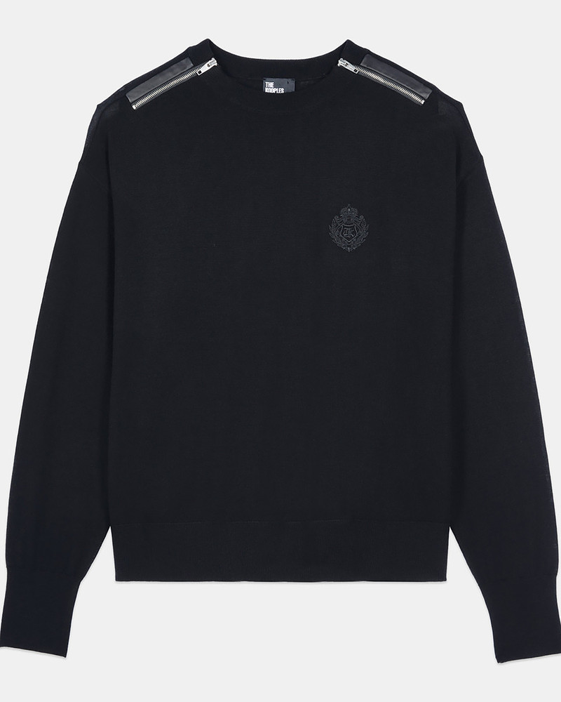 BLACK MERINO WOOL SWEATER 1