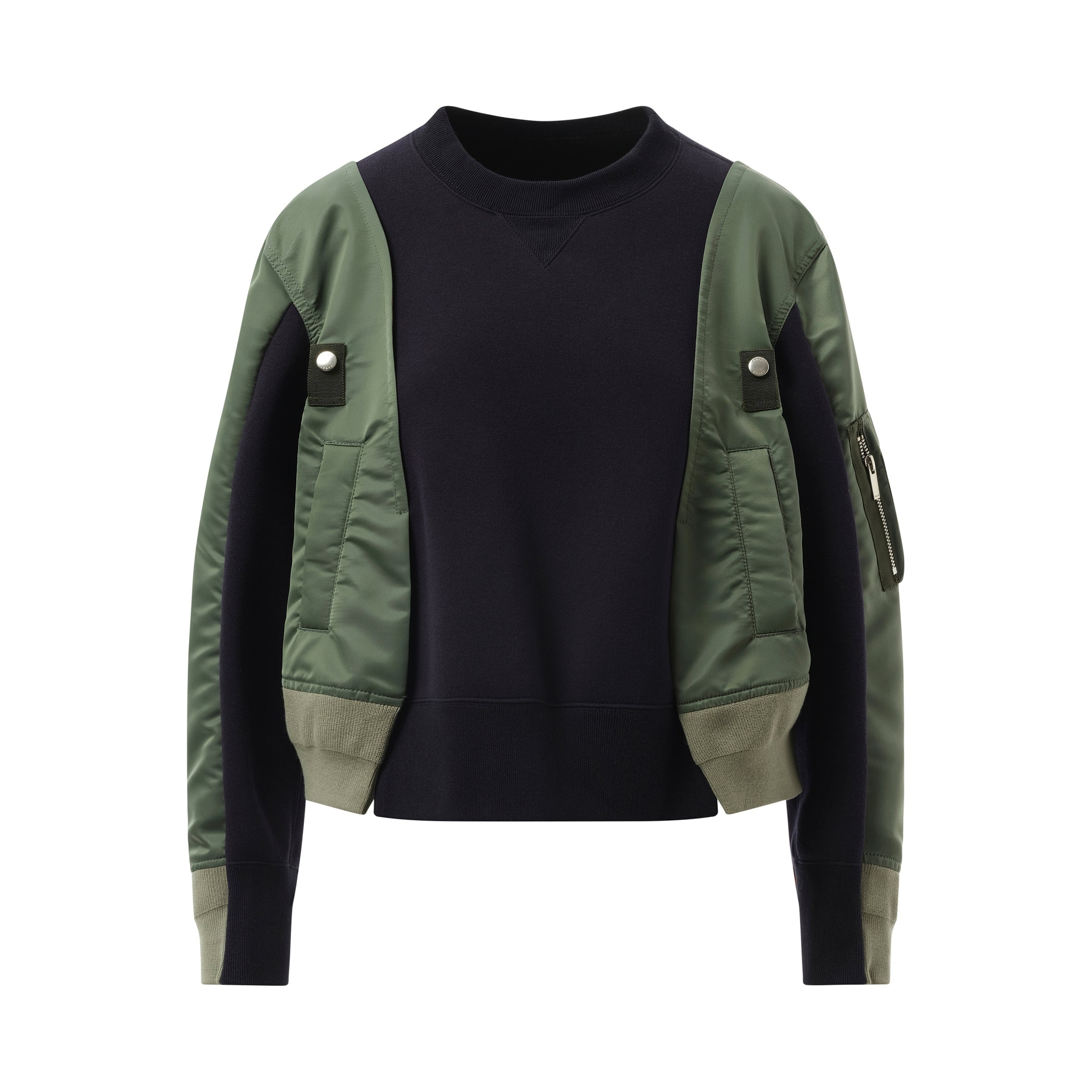 Nylon Twill  Sponge Sweat Pullover in Navy/Khaki - 2