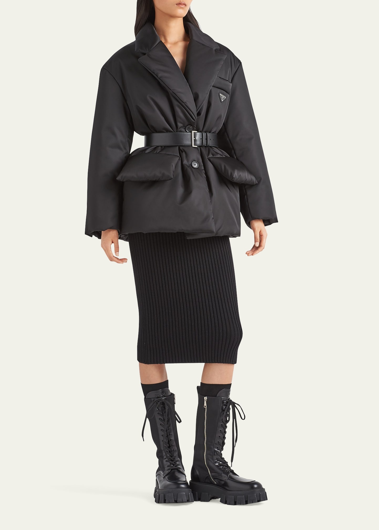 Re-Nylon Belted Down Jacket - 2