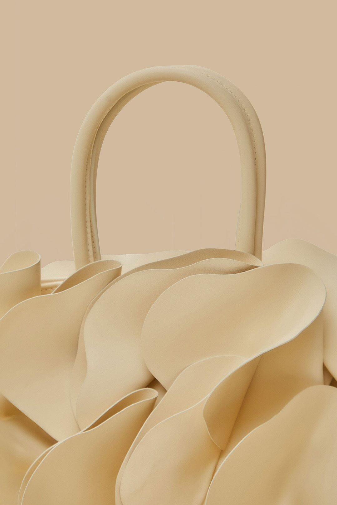 Ivory Leather Flower Bag - 7