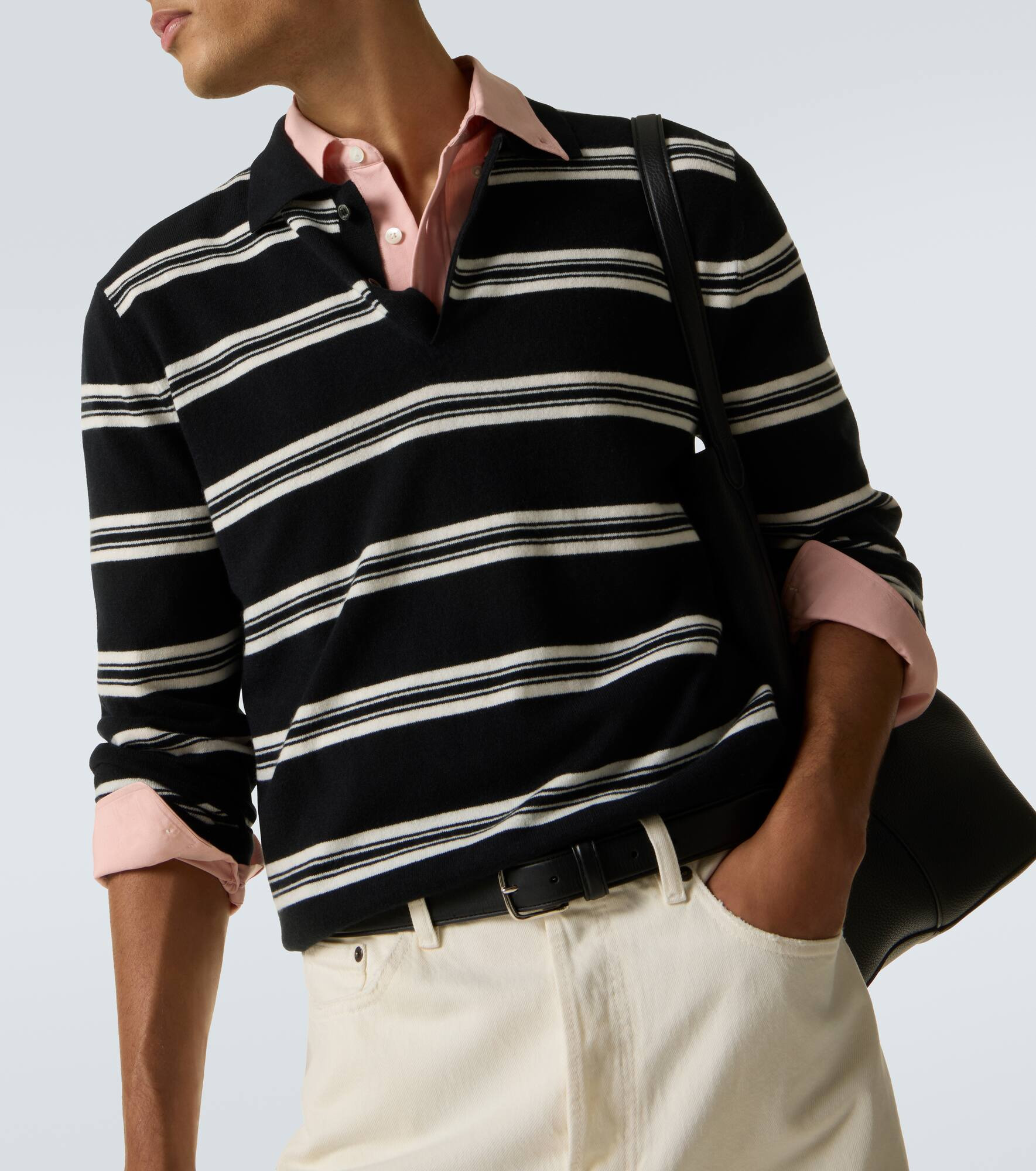 Mr Swansea striped cashmere polo sweater - 5