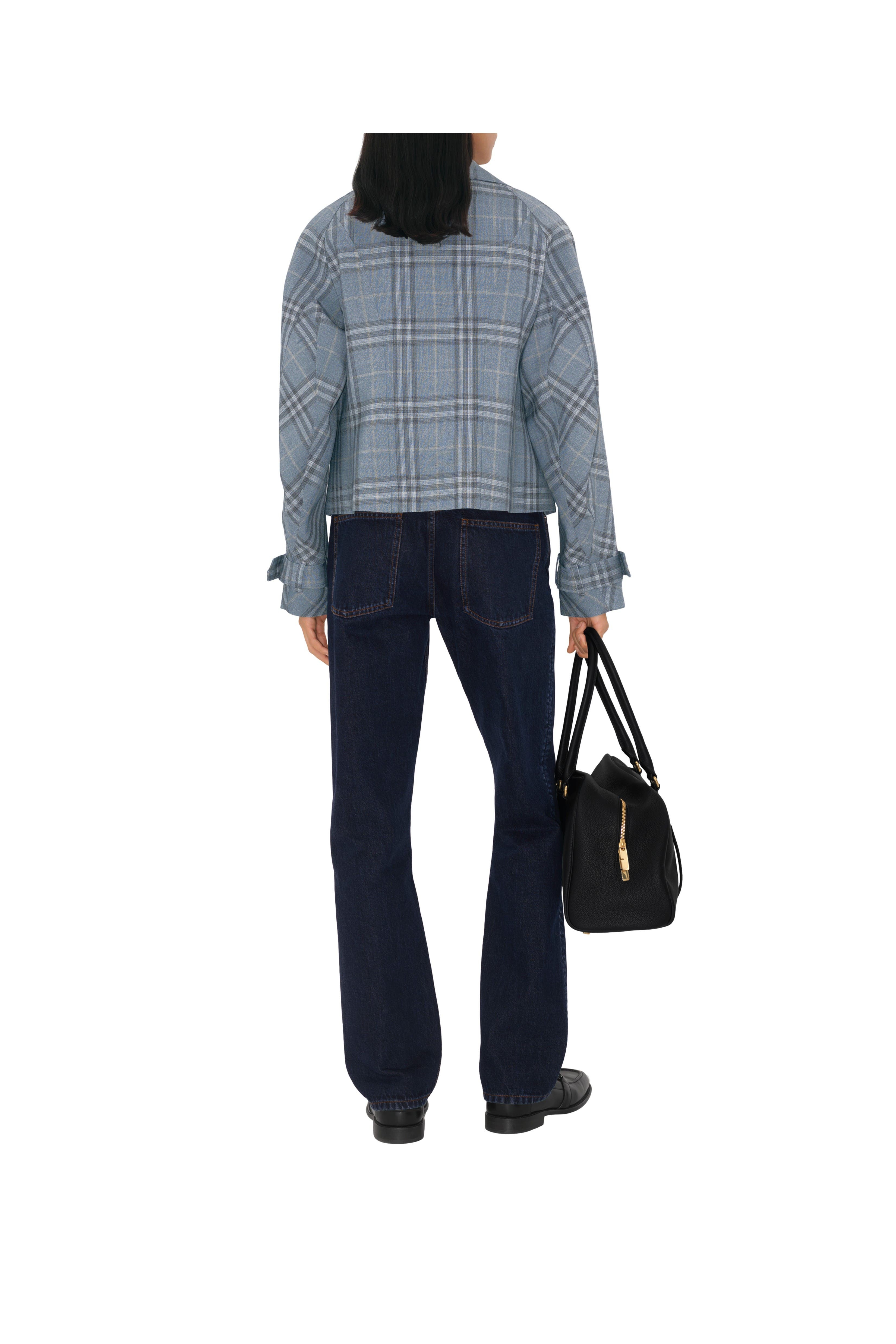 burberry Check Silk Blend Trench Jacket in Gale at Nordstrom - 4