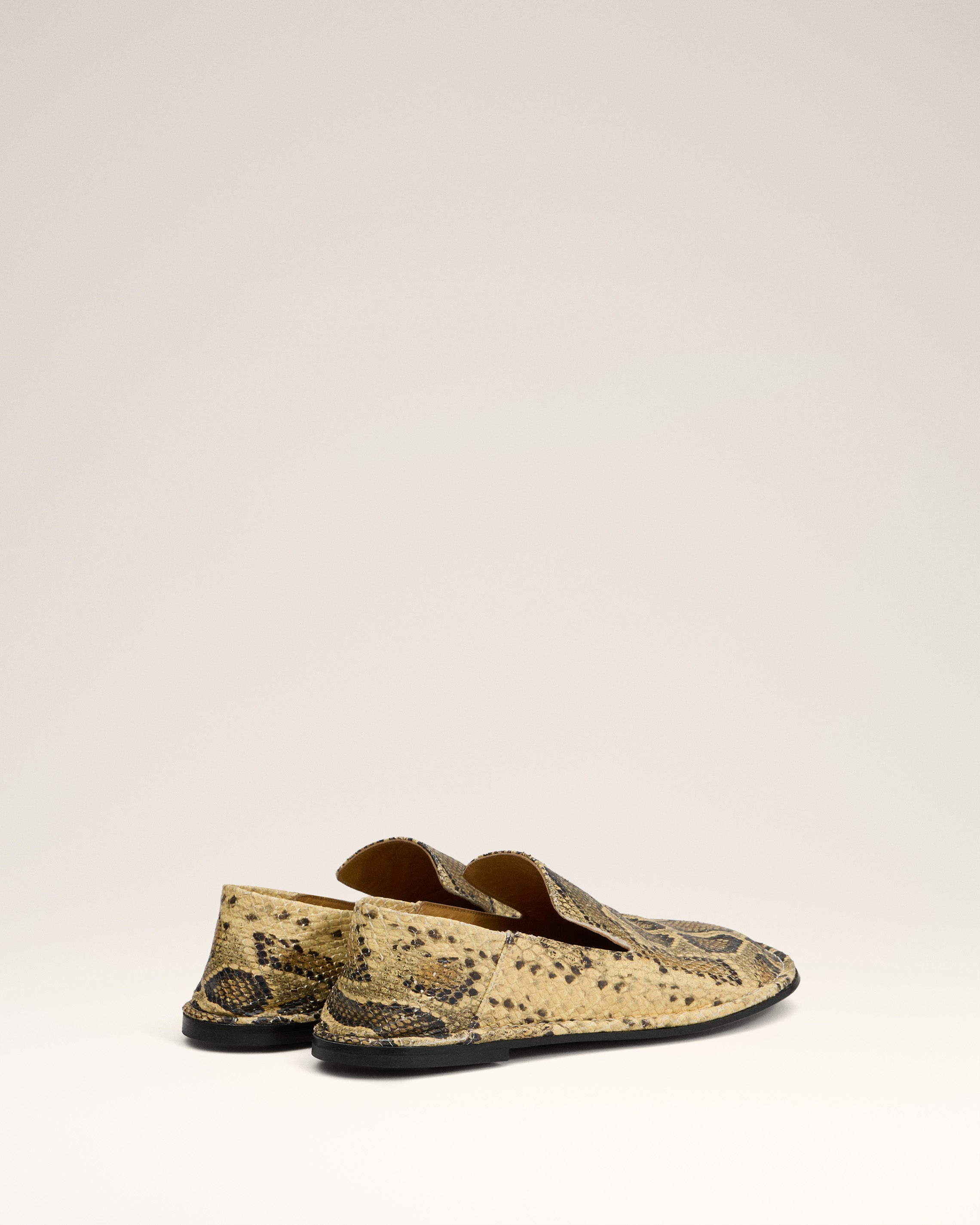 BEIGE LEATHER MIDI SLIPPERS - 4