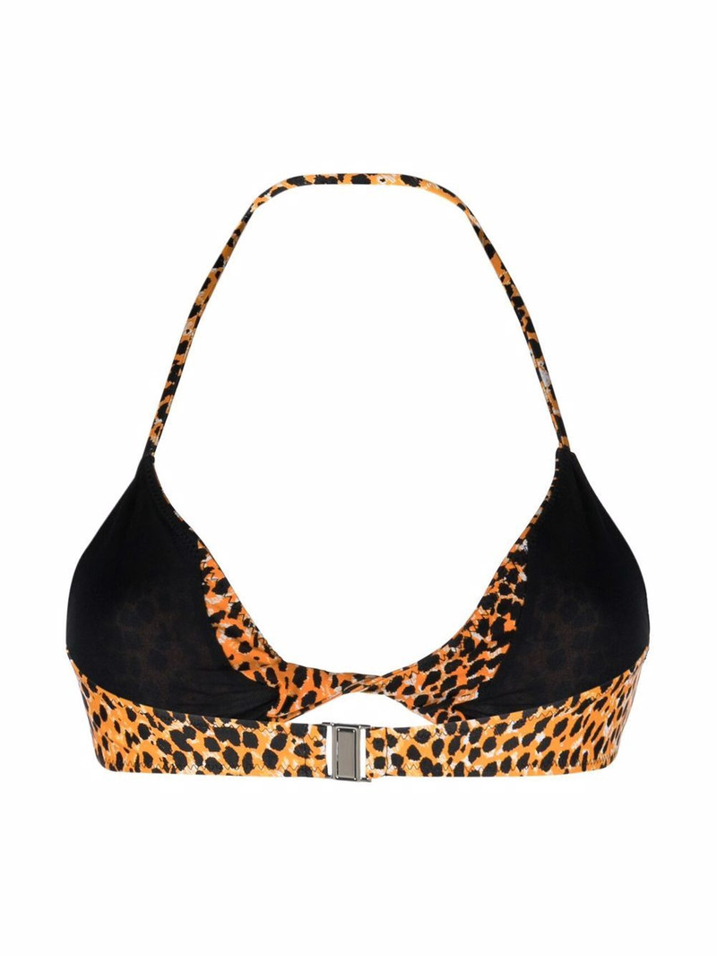 GANNI animal-print halterneck bikini top outlook
