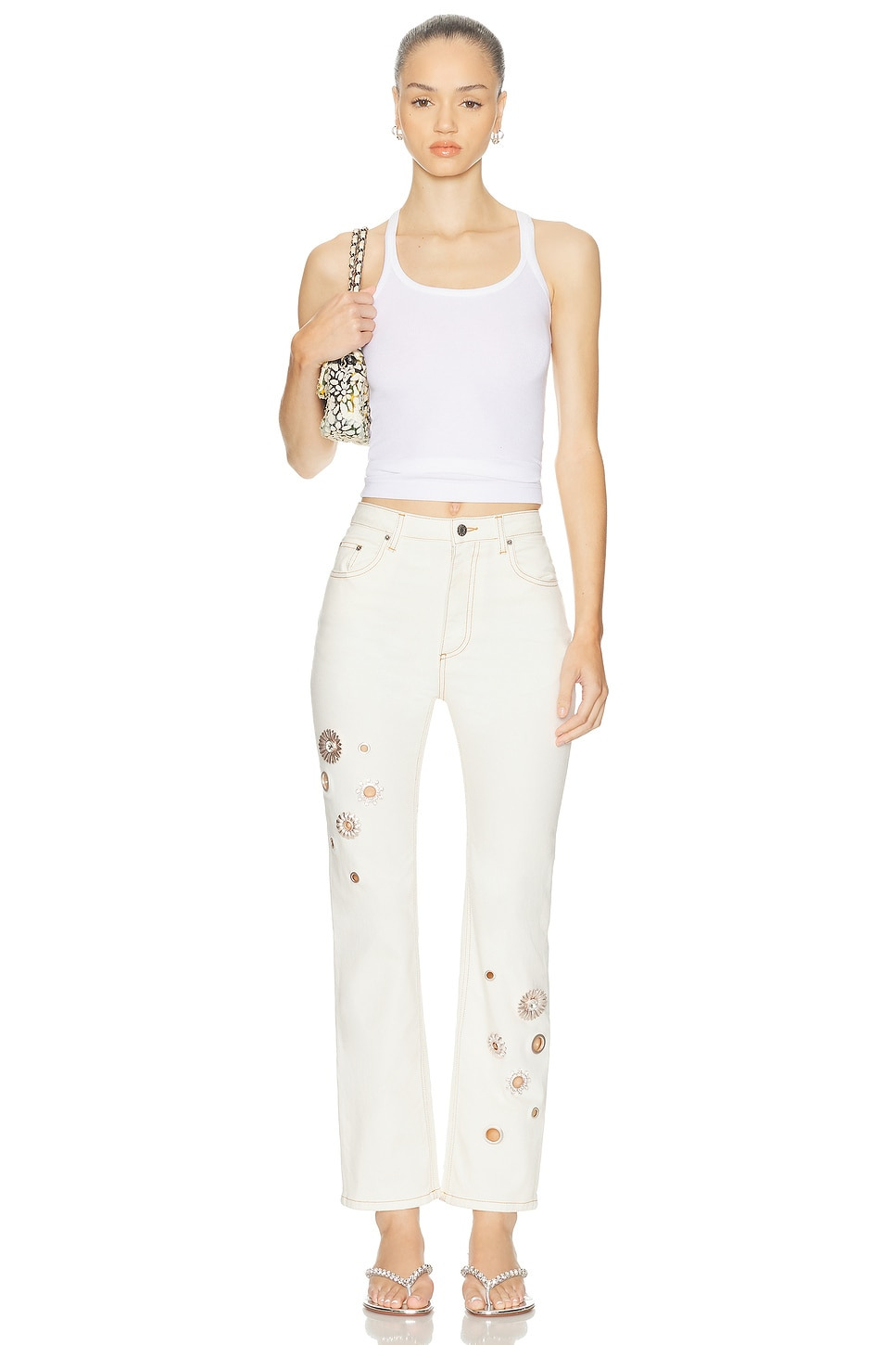Crystal Grommet Straight Leg Jean - 5