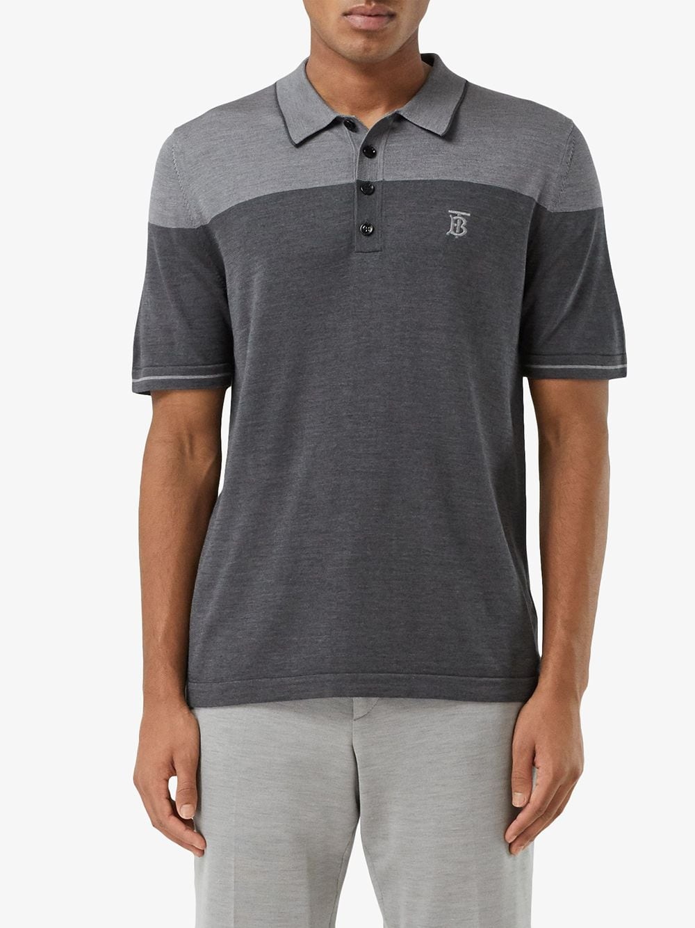 monogram motif two-tone polo shirt - 3