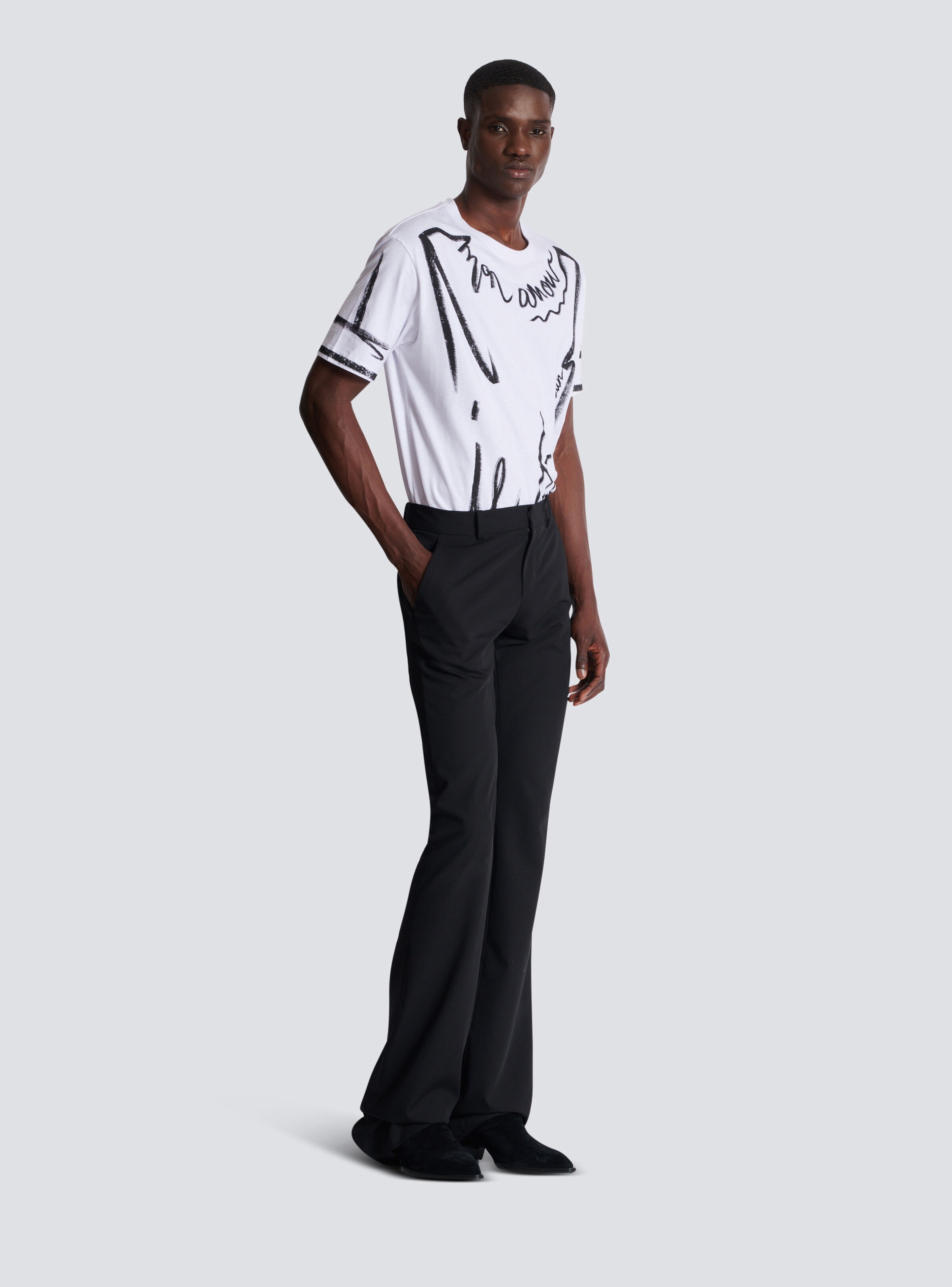 Tailored bootleg grain de poudre trousers - 3