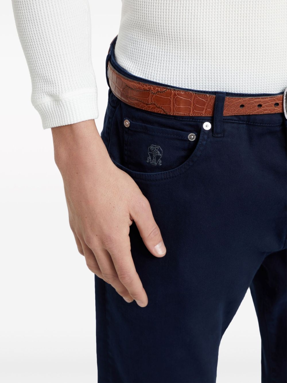 straight-leg cotton trousers - 5