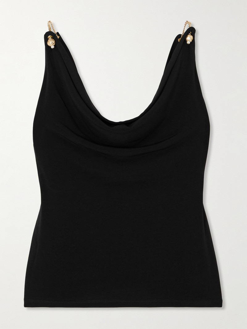 Peyton Draped Embellished Jersey Top 1
