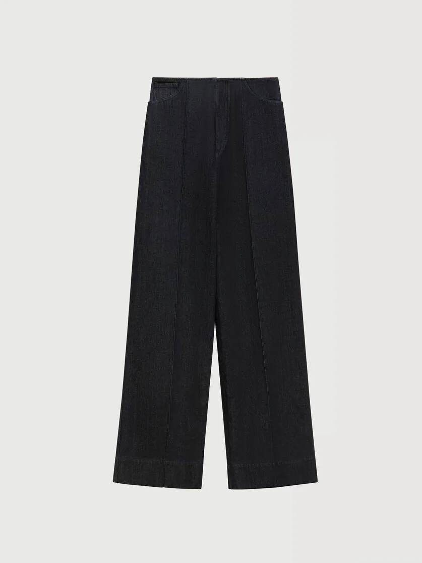 DEEP BLUE DENIM TROUSERS WITH EXTERNAL SEAMS - 1