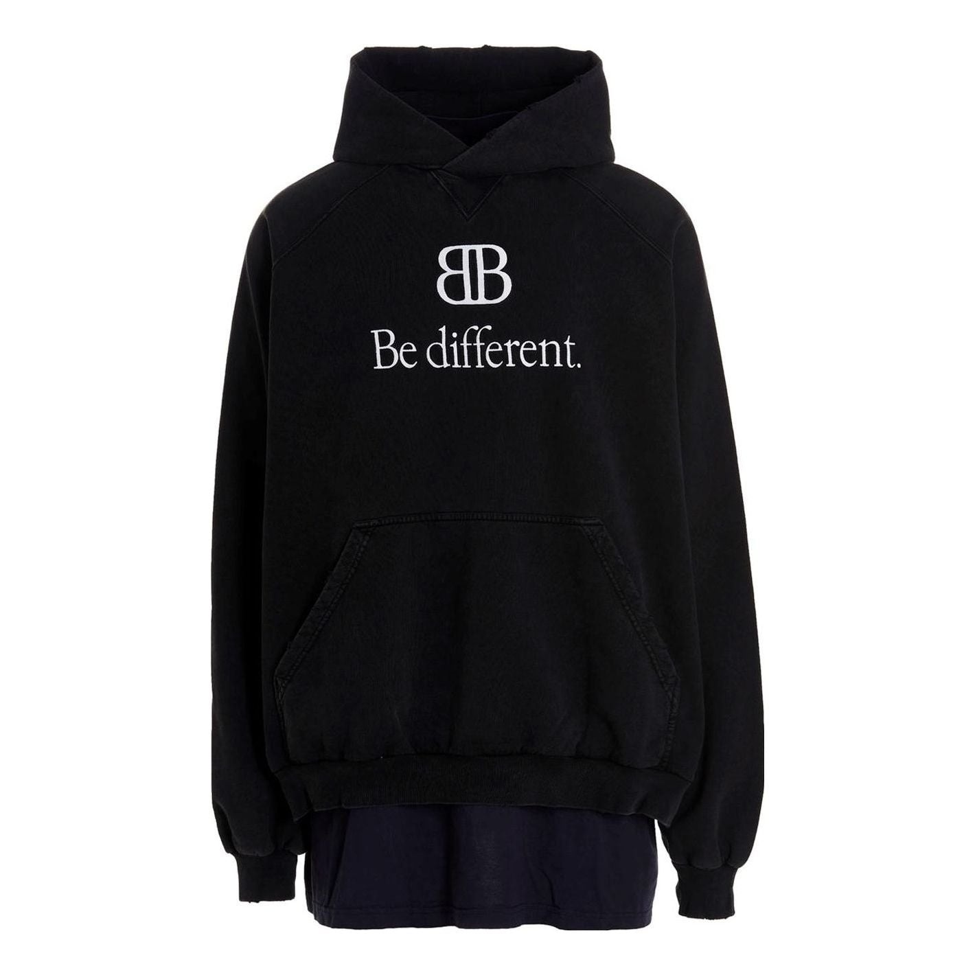 Balenciaga BB Be Different Patched T-Shirt Hoodie 'Black' 720406TNVV11070 - 1