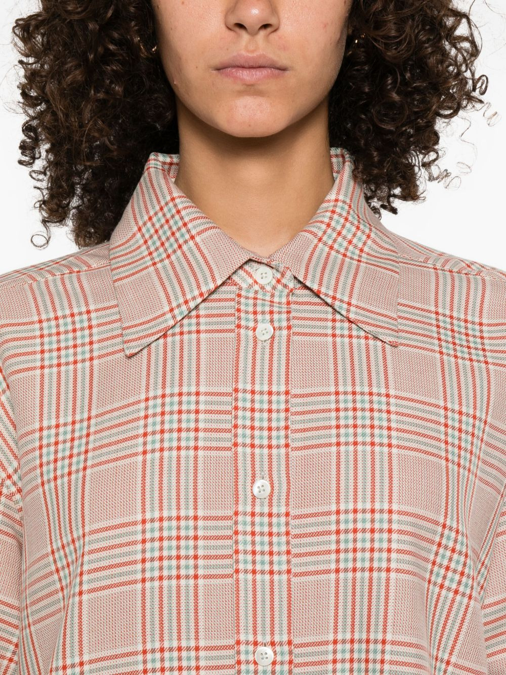 checked-pattern button-down shirt - 5