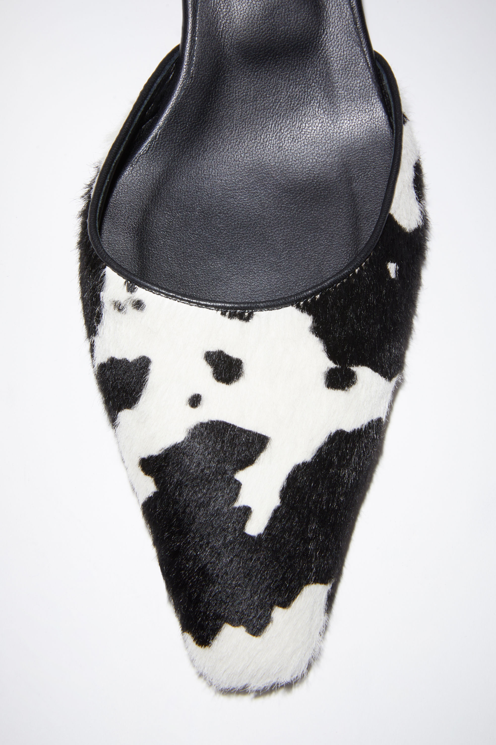 Printed leather pony heeled mules - White/black - 5