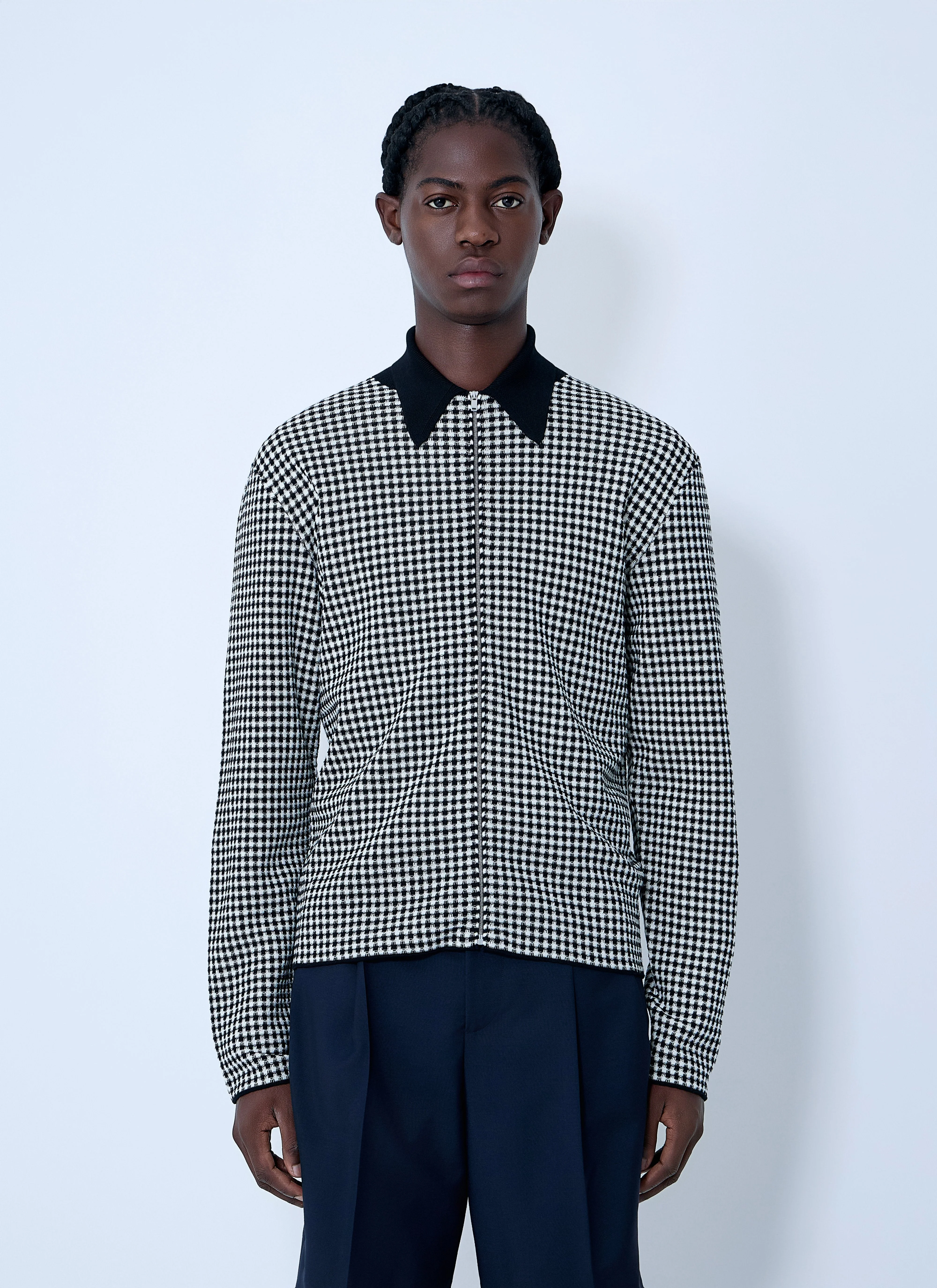 Jil Sander Men Houndstooth Zip-Up Shirt - 1