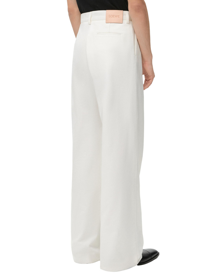 Men's Pleated Cotton Wide-Leg Trousers - White 4