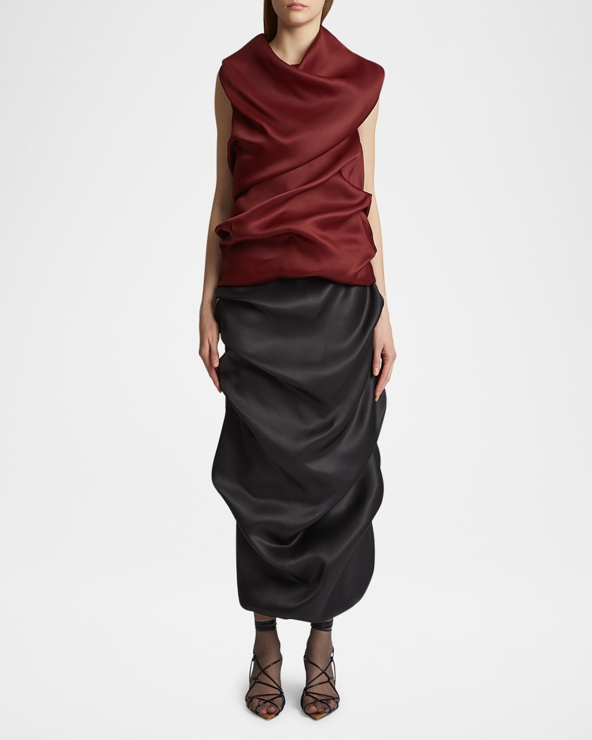 Olula Draped Silk Maxi Skirt - 3