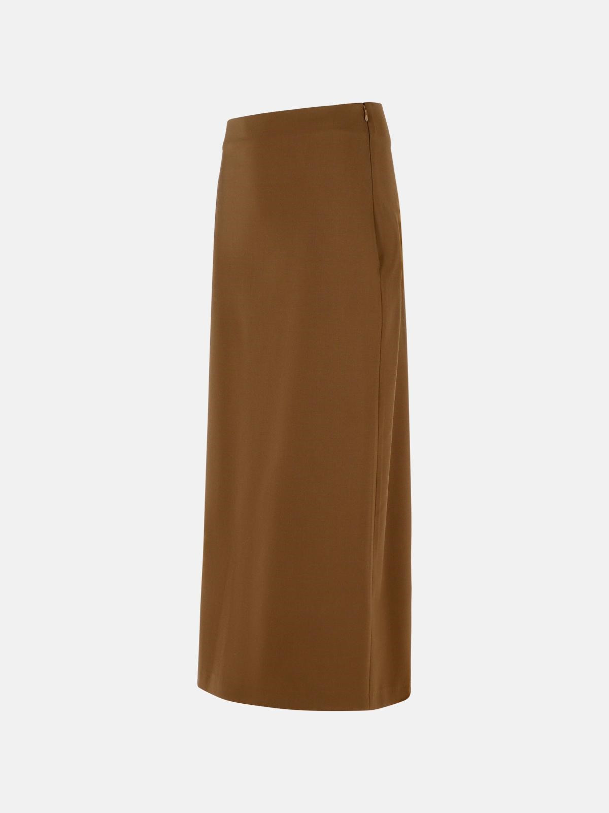'SAMOS' BROWN VIRGIN WOOL SKIRT - 2