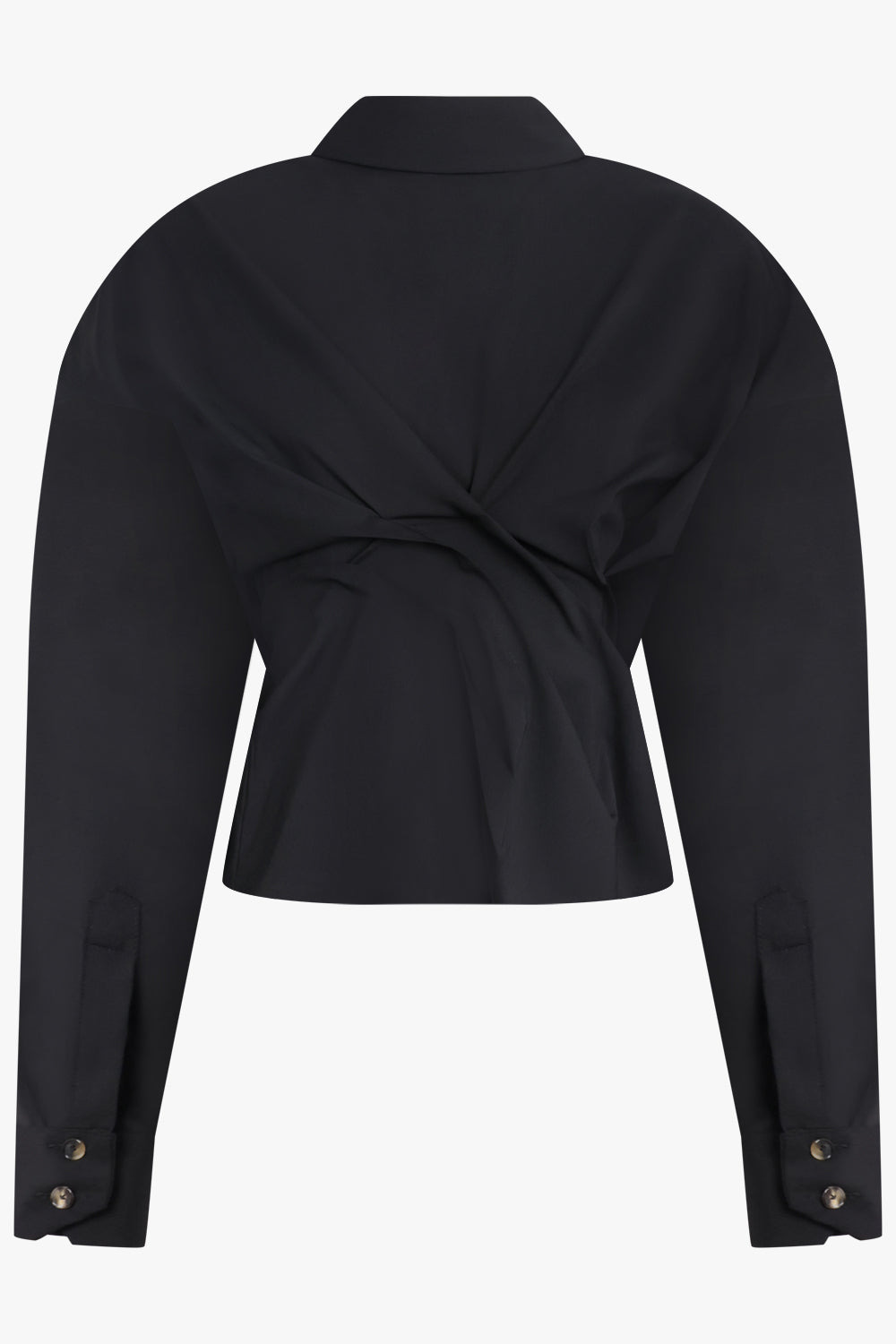 TWISTED L/S SHIRT WITH BALLOON SLEEVE DETAIL | BLACK - 2