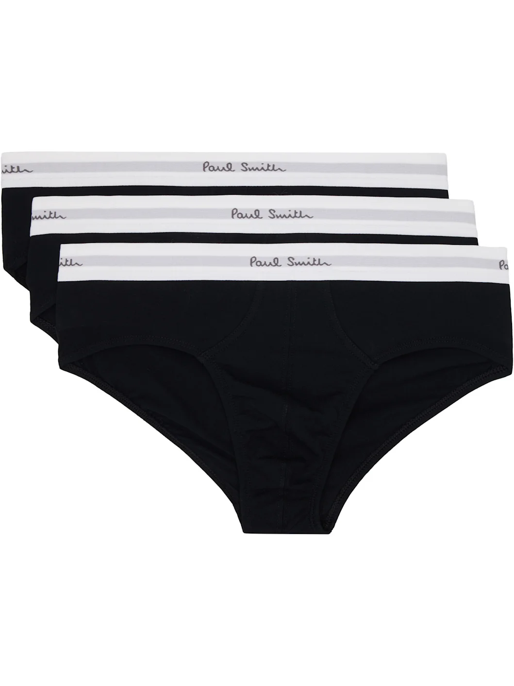 Three-Pack Black Cotton-Stretch Briefs - 1