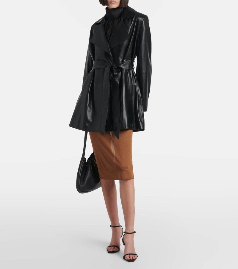 NOUR HAMMOUR Kerri leather wrap coat outlook