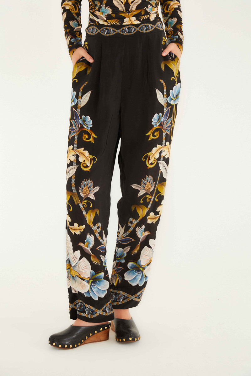 FARM RIO Black Flowerful Garden Pajama Pants outlook