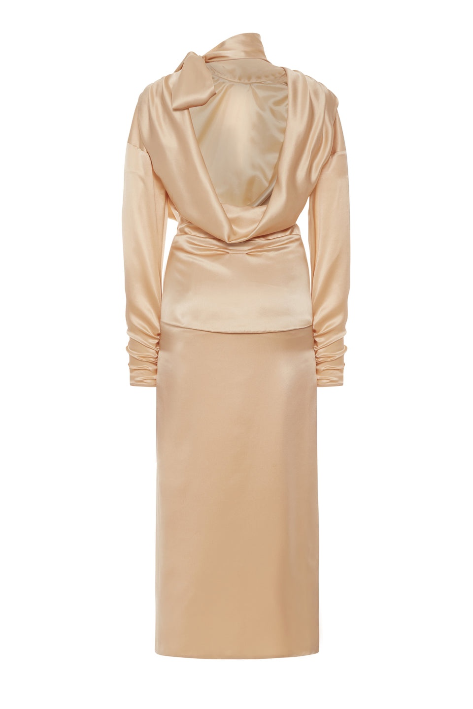 OPEN BACK SILK SATIN DRESS - 2