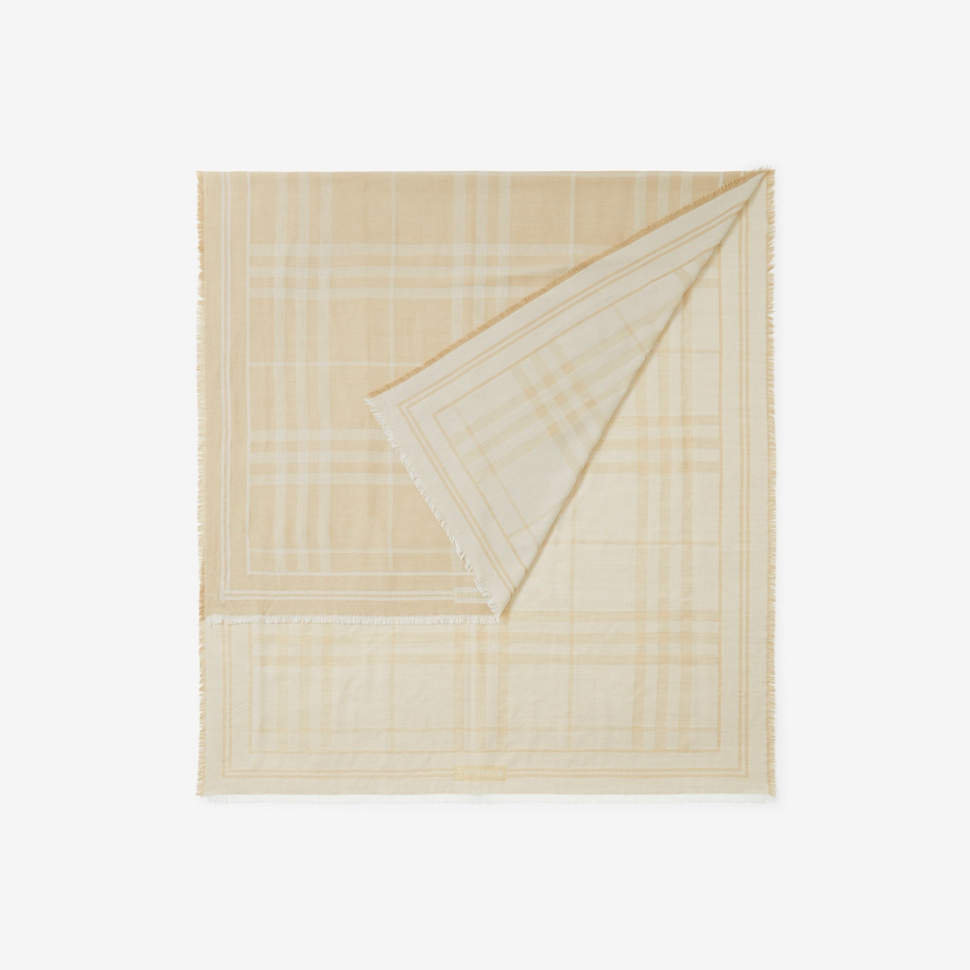 Check Wool Cotton Silk Scarf - 3