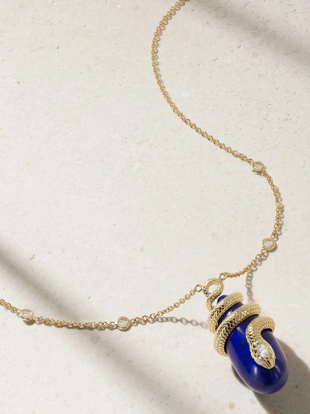 14-karat Gold, Diamond And Lapis Lazuli Necklace - 1