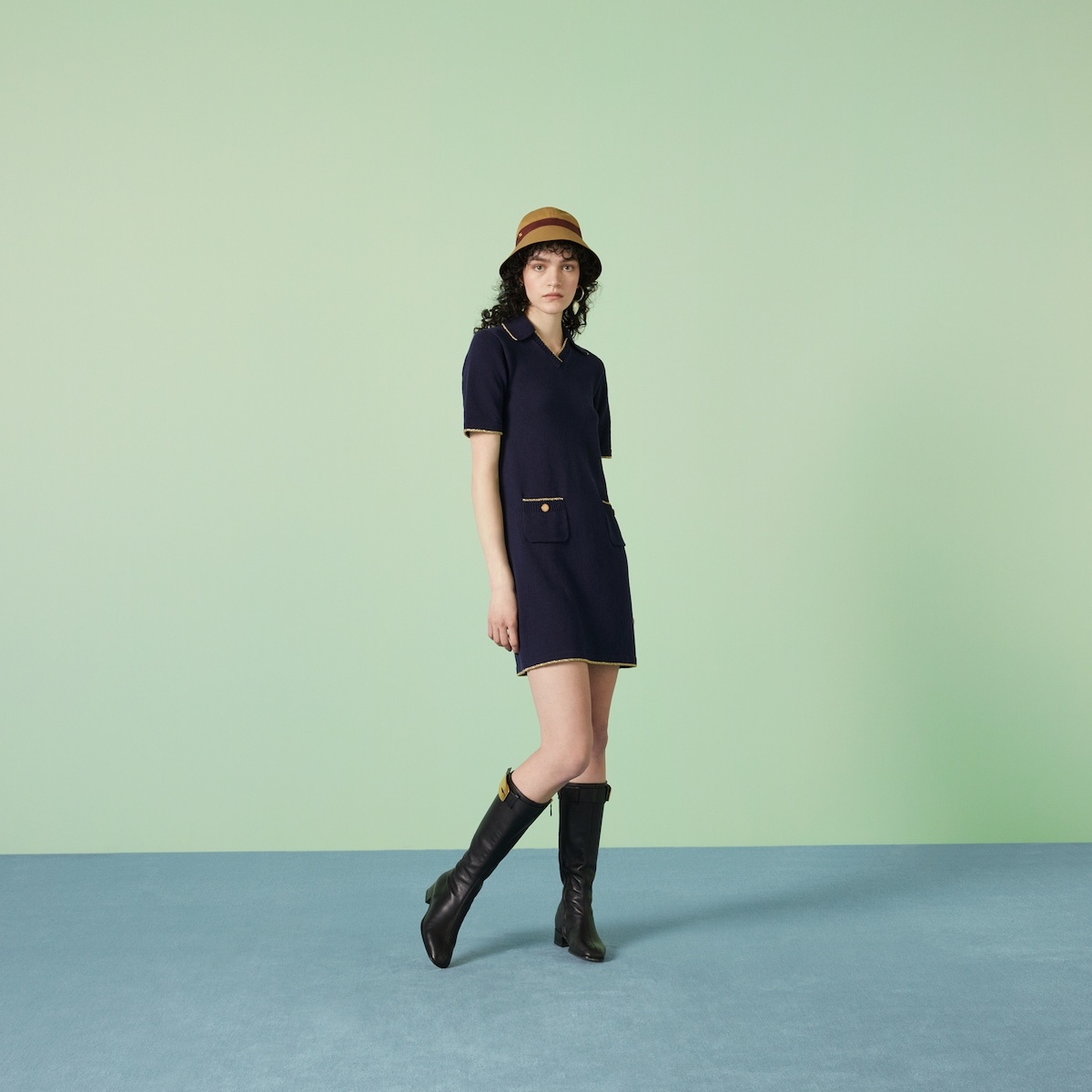 Knit cotton blend polo dress - 2